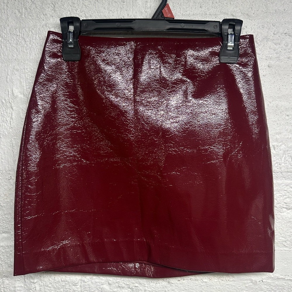 Express Deep Red Faux Leather Skirt
